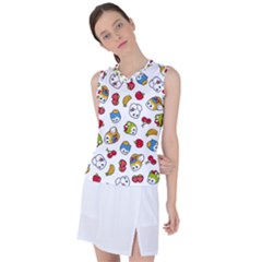 Illustration Vector Fruit Animal Cartoon Pattern Women s Sleeveless Sports Top by Wegoenart