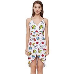 Illustration Vector Fruit Animal Cartoon Pattern Wrap Frill Dress by Wegoenart