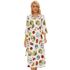 Illustration Vector Fruit Animal Cartoon Pattern Midsummer Wrap Dress by Wegoenart