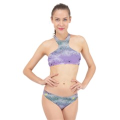 Bird Art Design Pattern Butterfly High Neck Bikini Set by Wegoenart