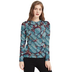 Marble Rock Pattern Texture Antique Women s Long Sleeve Rash Guard by Wegoenart