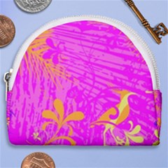 Spring Tropical Floral Palm Bird Pink Pattern Background Horseshoe Style Canvas Pouch by Wegoenart