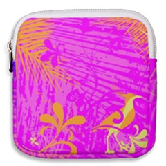 Spring Tropical Floral Palm Bird Pink Pattern Background Mini Square Pouch by Wegoenart