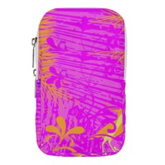 Spring Tropical Floral Palm Bird Pink Pattern Background Waist Pouch (small) by Wegoenart