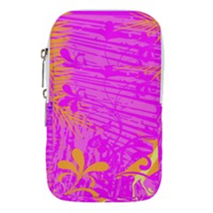 Spring Tropical Floral Palm Bird Pink Pattern Background Waist Pouch (large) by Wegoenart