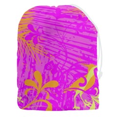 Spring Tropical Floral Palm Bird Pink Pattern Background Drawstring Pouch (3xl) by Wegoenart