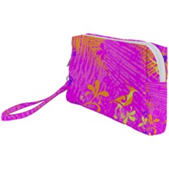 Spring Tropical Floral Palm Bird Pink Pattern Background Wristlet Pouch Bag (small) by Wegoenart