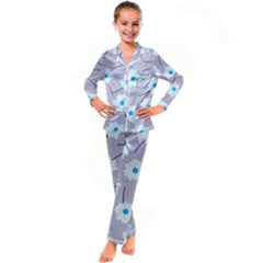 Flower Pattern Background Kid s Satin Long Sleeve Pajamas Set by Wegoenart