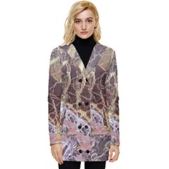 Marble Pattern Texture Rock Stone Surface Tile Button Up Hooded Coat 