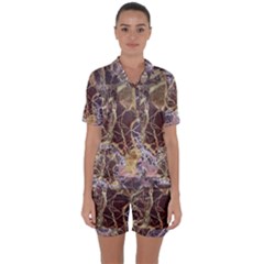 Marble Pattern Texture Rock Stone Surface Tile Satin Short Sleeve Pajamas Set