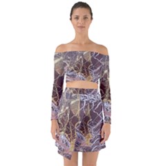 Marble Pattern Texture Rock Stone Surface Tile Off Shoulder Top With Skirt Set by Ravend