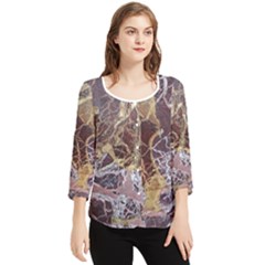 Marble Pattern Texture Rock Stone Surface Tile Chiffon Quarter Sleeve Blouse