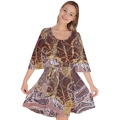 Marble Pattern Texture Rock Stone Surface Tile Velour Kimono Dress by Ravend