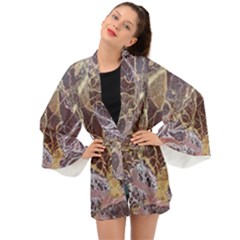 Marble Pattern Texture Rock Stone Surface Tile Long Sleeve Kimono