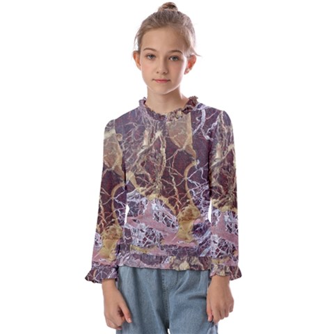 Marble Pattern Texture Rock Stone Surface Tile Kids  Frill Detail Tee by Ravend