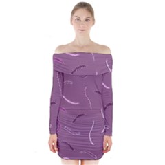 Feather Long Sleeve Off Shoulder Dress by nateshop