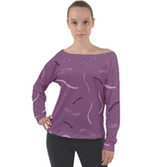 Feather Off Shoulder Long Sleeve Velour Top