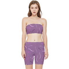 Feather Stretch Shorts And Tube Top Set by nateshop