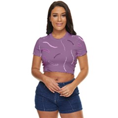 Feather Side Button Cropped Tee by nateshop