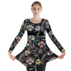 Floral Long Sleeve Tunic  by nateshop