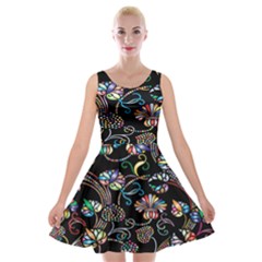 Floral Velvet Skater Dress by nateshop