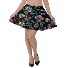 Floral Velvet Skater Skirt by nateshop