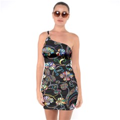 Floral One Soulder Bodycon Dress by nateshop