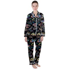 Floral Satin Long Sleeve Pajamas Set by nateshop