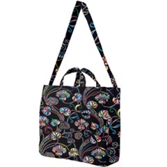 Floral Square Shoulder Tote Bag by nateshop