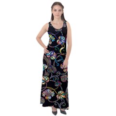 Floral Sleeveless Velour Maxi Dress by nateshop