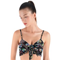 Floral Woven Tie Front Bralet by nateshop