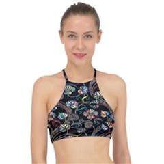 Floral Racer Front Bikini Top by nateshop