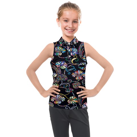 Floral Kids  Sleeveless Polo Tee by nateshop