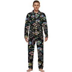 Floral Men s Long Sleeve Velvet Pocket Pajamas Set by nateshop