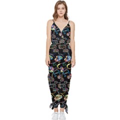 Floral Sleeveless Tie Ankle Chiffon Jumpsuit by nateshop