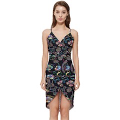 Floral Wrap Frill Dress by nateshop