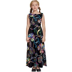 Floral Kids  Satin Sleeveless Maxi Dress by nateshop