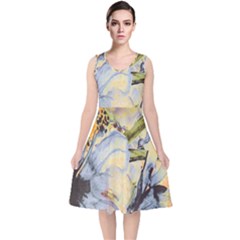 Flower V-neck Midi Sleeveless Dress  by nateshop