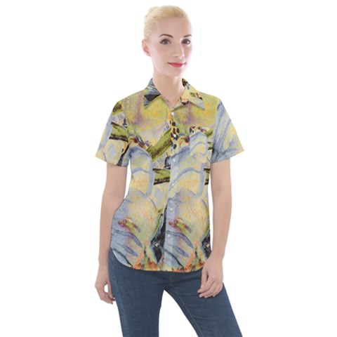 Flower Women s Short Sleeve Pocket Shirt by nateshop