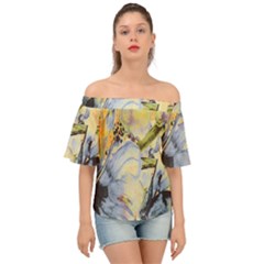 Flower Off Shoulder Short Sleeve Top by nateshop