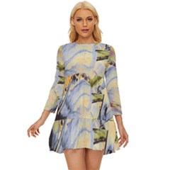 Flower Long Sleeve Babydoll Dress by nateshop