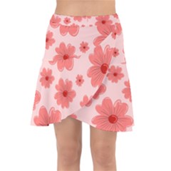 Flowers Wrap Front Skirt