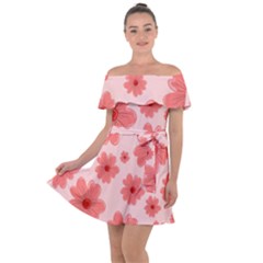 Flowers Off Shoulder Velour Dress by nateshop