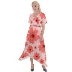 Flowers Cross Front Sharkbite Hem Maxi Dress by nateshop