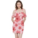 Flowers Shoulder Frill Bodycon Summer Dress View3