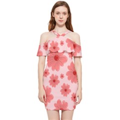 Flowers Shoulder Frill Bodycon Summer Dress by nateshop