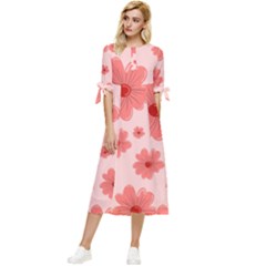 Flowers Bow Sleeve Chiffon Midi Dress by nateshop