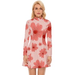 Flowers Long Sleeve Velour Longline Dress by nateshop