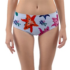 Flowers-5 Reversible Mid-waist Bikini Bottoms by nateshop