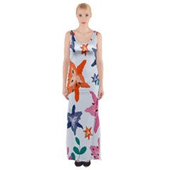 Flowers-5 Thigh Split Maxi Dress by nateshop